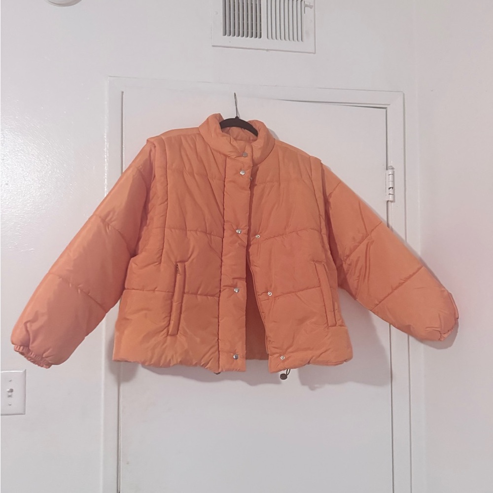 Vibrant Orange Quilted Jacket